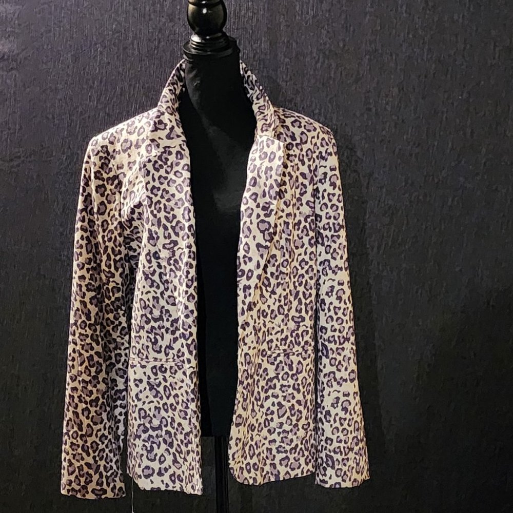 Rachel Zoe Snow Leopard Print Blazer Jacket